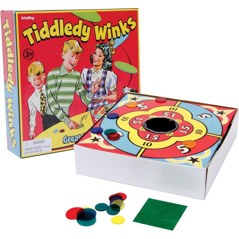Schylling Tiddledy Winks – Classic Game for The Whole Family – Includes Game Board, Cup, and Winks – Ages 3 and Up