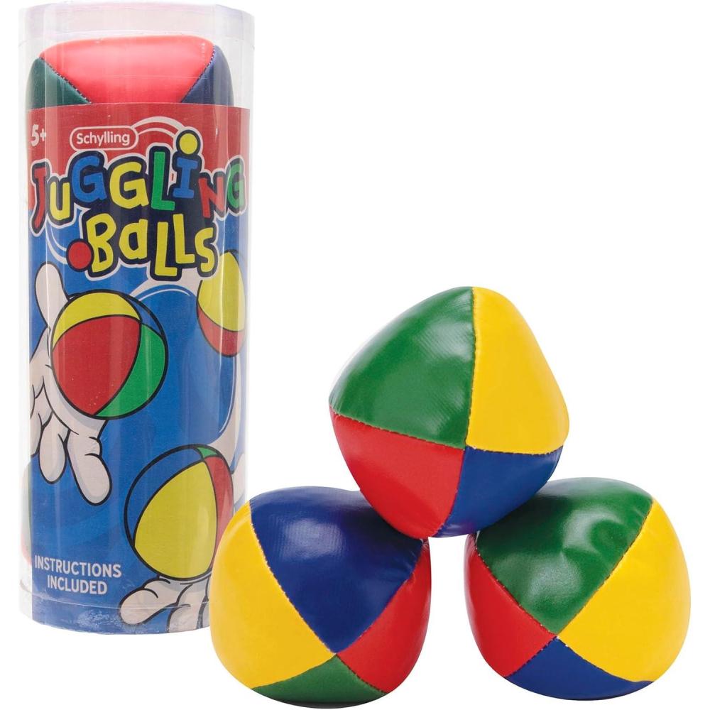 Schylling Classic Juggling Balls – Colorful Vinyl Toss-and-Catch Balls with Bead Filling – Includes 3 Balls and Instructions – Ages 5 and Up – Three Piece Set