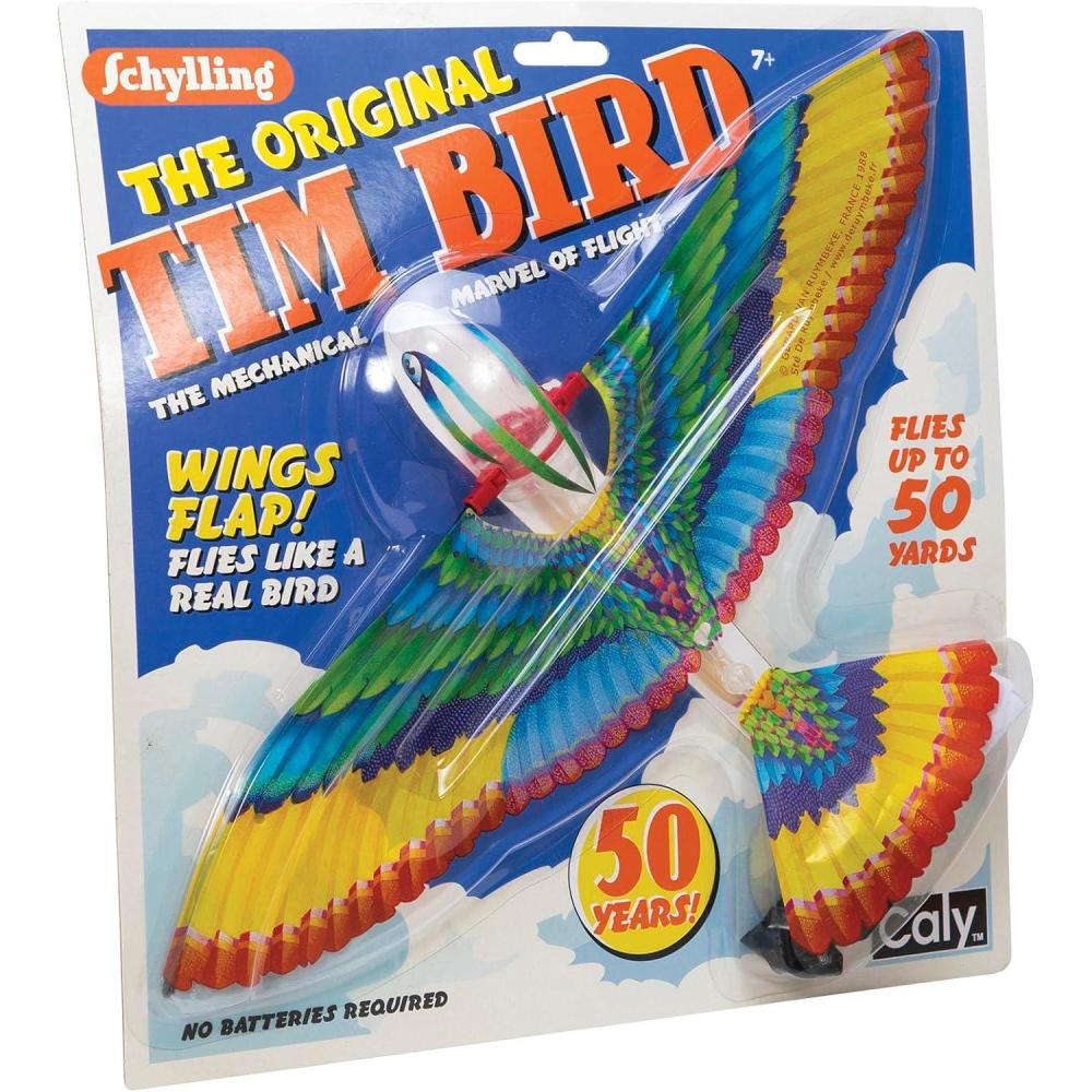 Schylling Tim Bird Flying Toy – Rubberband-Powered Mechanical Bird that Really Flies – Wings Flap and Flies 50 Feet – Ages 7 and Up(1 Count (Pack of 1))