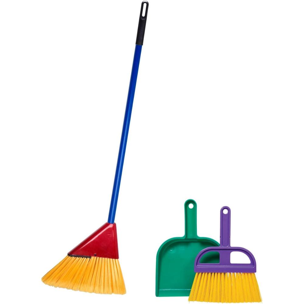 Schylling Children’s Broom Set – Kids Pretend Play Cleaning Kit – Includes Broom, Dustpan, and Brush – Ages 3 and Up(Junior Helper Broom)