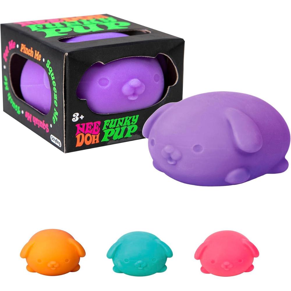 Schylling NeeDoh Funky Pups – Squishy Sensory Toy – Soft Dough Filling – Ages 3 and Up – Color May Vary; One Dog Per Pack